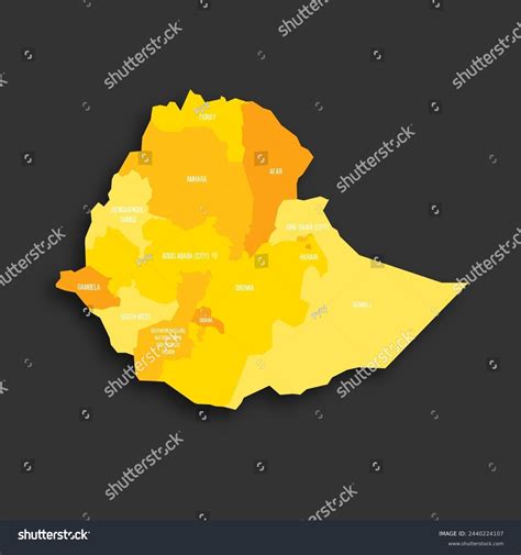 Ethiopia Political Map Administrative Divisions Regions Stock Vector