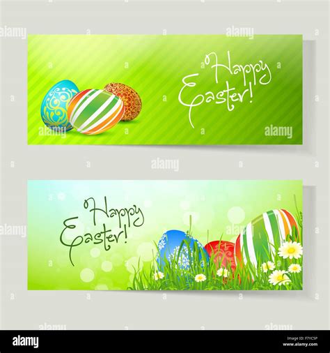 Set Of Easter Cards With Eggs Stock Vector Image Art Alamy