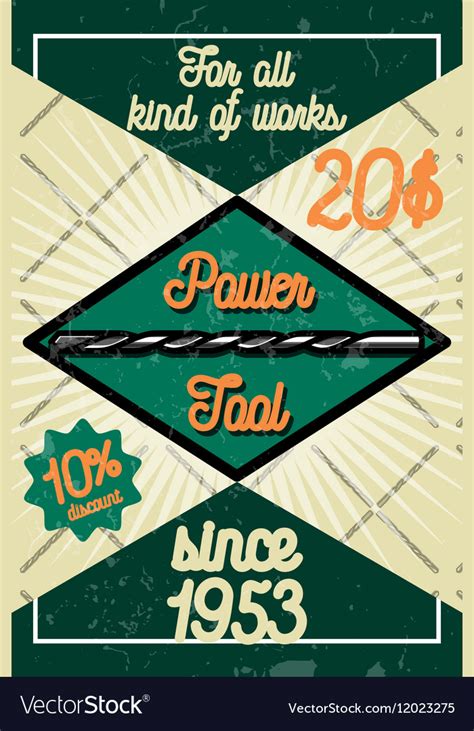 color vintage power tools store poster royalty  vector