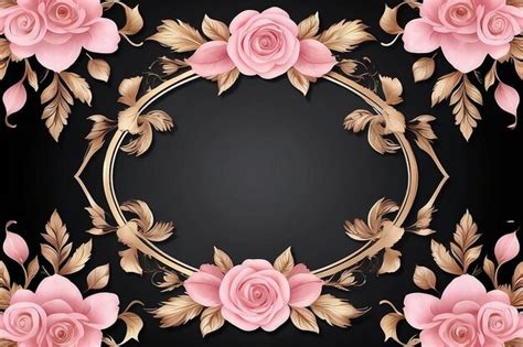 Rose Pink Gold Floral Frame For Background Premium Ai Generated Image