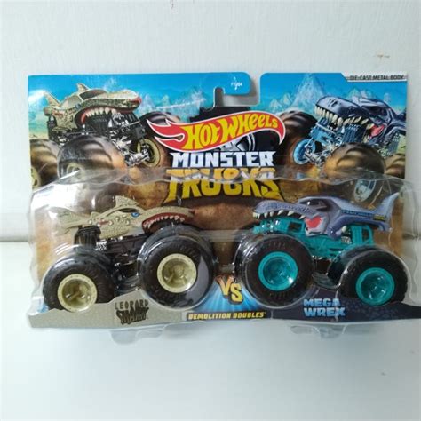 Hot Wheels Monster Trucks Demolition Doubles Leopard Shark Vs Mega Wrex FJY Shopee Malaysia