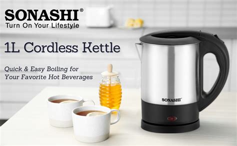 SONASHI SKT 1001 1 Litre Cordless Kettle Stainless Steel Body W Safety