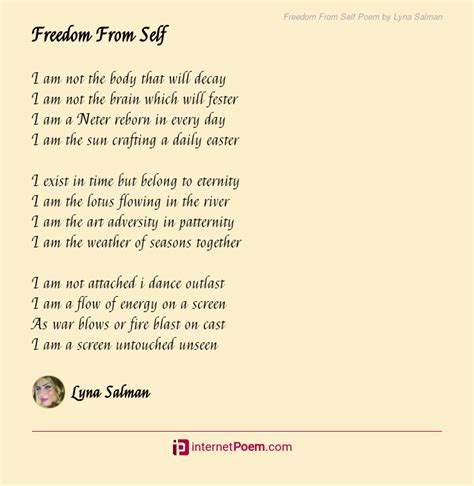 Freedom From Self Poem By Lyna Salman