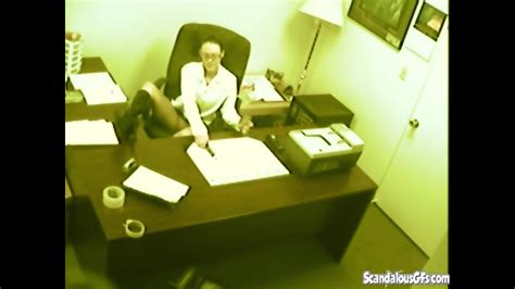 Secretary Fingering And Masturbating Pussy At Office