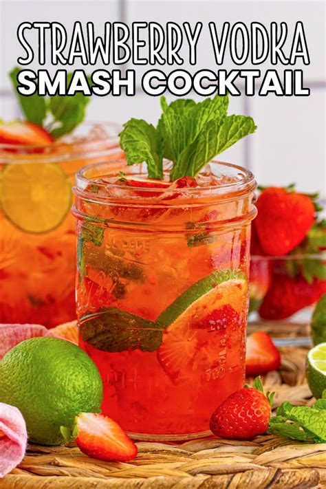 Strawberry Vodka Smash Cocktail • Bread Booze Bacon