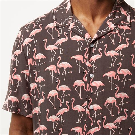 Lyst River Island Pink Flamingo Print Shirt In Pink For Men