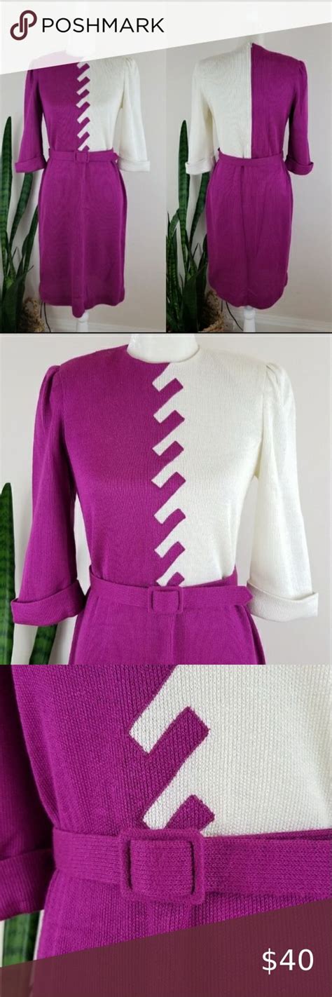 Vtg S Leslie Fay Sweater Dress Cozy Fashion Fall Sweater Dress