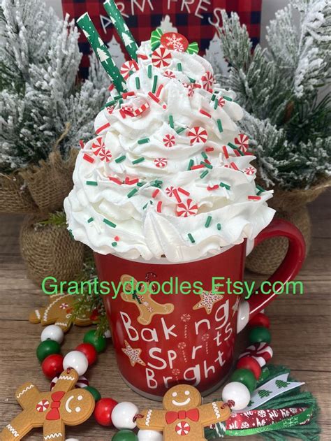 Christmas Faux Whipped Cream Mug Topper Cream Mugs Christmas Mugs