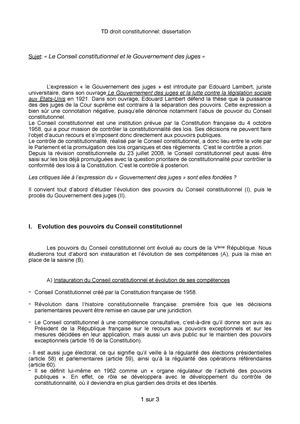 Dissertation Sur Le Conseil Constitutionnel Droit Constitutionnel