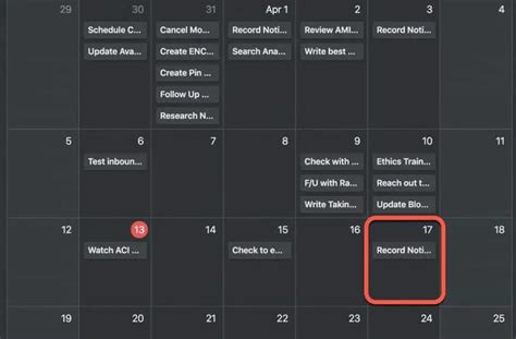 Notion Calendar View - Renie Charmain