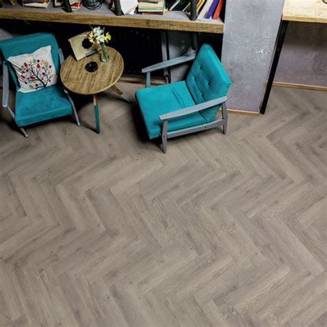 Grey Herringbone Vinyl Flooring