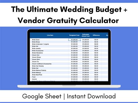 Wedding Budget Template google Sheet - Etsy