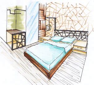 Desain exterior dan interior: Sketsa kamar tidur sederhana