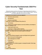 Cyber Security Fundamentals Pre Test Docx Cyber Security