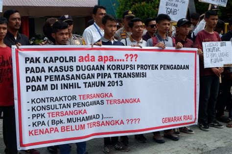 Desak Usut Dugaan Korupsi Pipa Transmisi Pdam Inhil Ini Tuntutan Masa