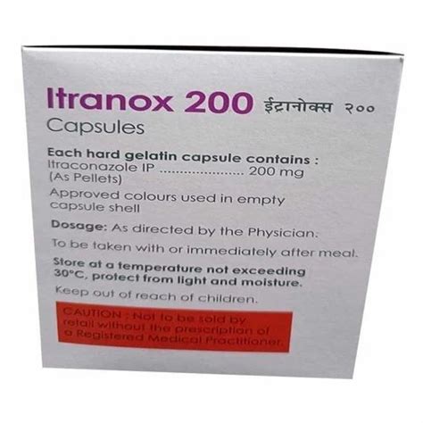 200mg Itraconazole Capsules BP Treatment Fungal Infections At Rs 680