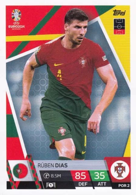 Topps Match Attax Trading Card Fu Ball Euro Por Ruben Dias Bild