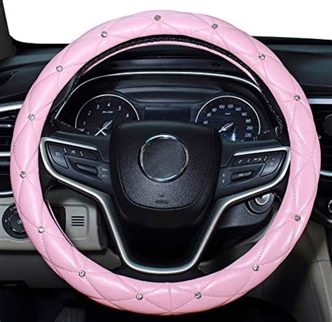 Mayco Bell Diamond Steeing Wheel Cover For Women Leather Bling Cute Car