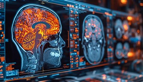 digital medical scan   human brain   screen premium ai