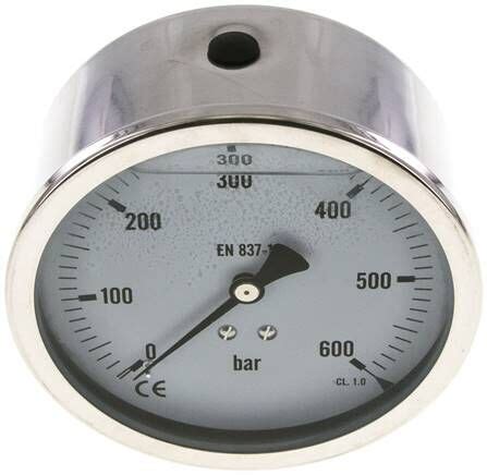 Glycerin Manometer Waagerecht CrNi Ms 100mm 0 600bar Eco Line