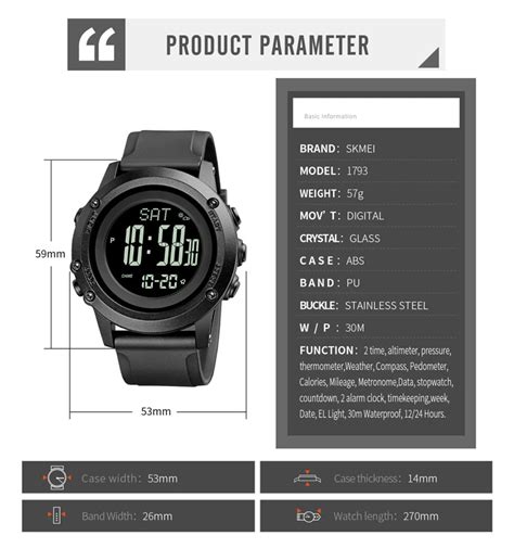 Skmei Jam Tangan Digital Pria Pedometer Compass Black