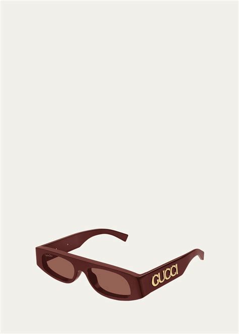 Gucci Logo Acetate Rectangle Sunglasses - Bergdorf Goodman