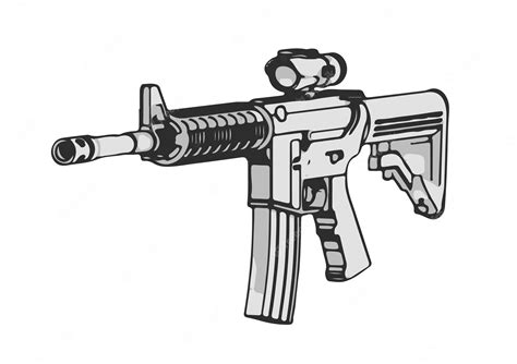 Premium Vector American Style Assault Rifle Sketch Vector