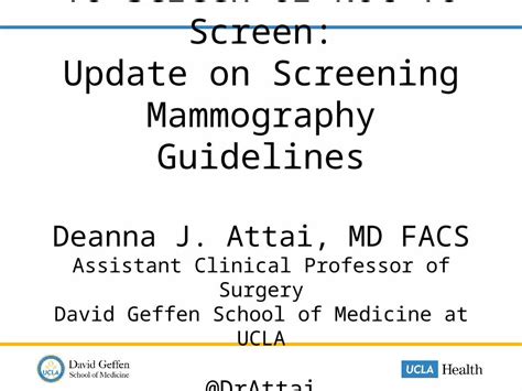 Pptx To Screen Or Not To Screen Update On Screening Mammography Guidelines And Dense Breast