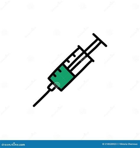 Syringe Doodle Icon Vector Color Line Illustration Stock Illustration