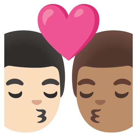 Bisou Homme Homme Peau Claire Et Peau Légèrement Mate Emoji