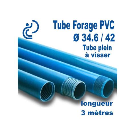 Tube Piézométrique PVC 34 6 42 Plein A visser longueur 3ml