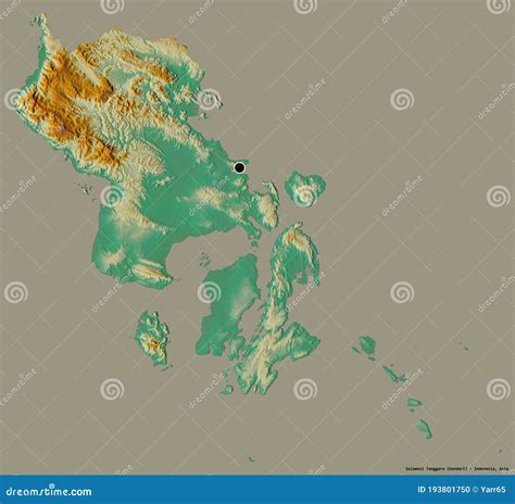 Sulawesi Tenggara Province Of Indonesia On Solid Relief Stock