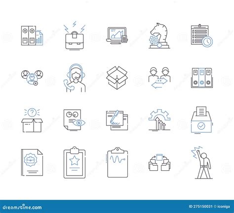 Document Processing Outline Icons Collection Documentation Processing