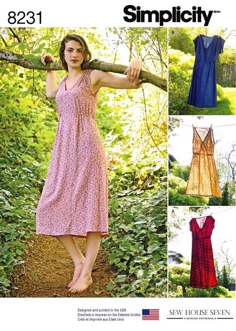 Sewing Pattern For Womens Easy Pullover Dress Pattern Casual Summer Dress Pattern Simplicity