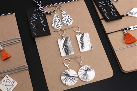 Boucles D Oreilles En P Te Polym Re Avec Impression Par Transfert D