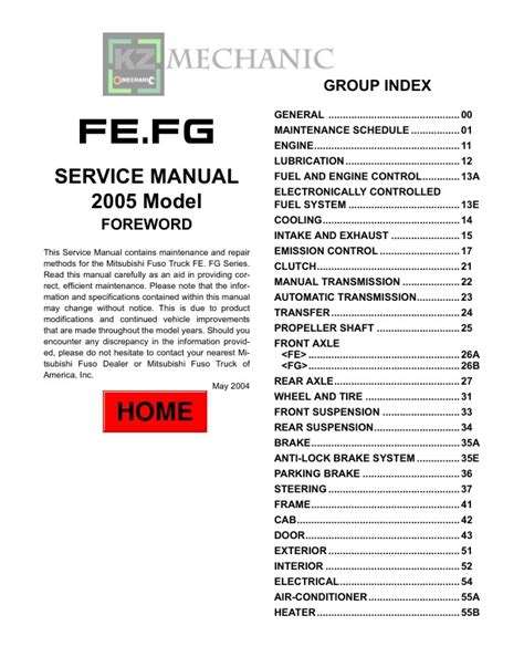 Service Manual Mitsubishi Fuso 2005 2007 FE FG FK FM Series