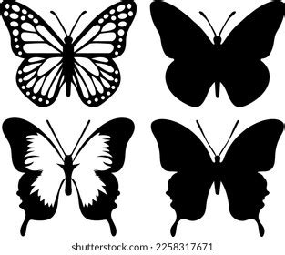 Butterfly Silhouette Hand Drawn Vector Illustration Stock Vector