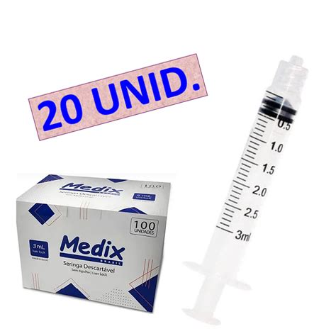 20 Unidades Seringa 3ml Bico Rosca Medix Luer Lock Shopee Brasil