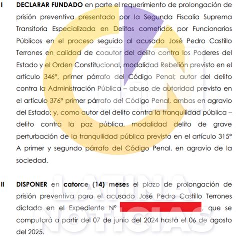 Pedro Castillo Pj Amplia Prisión Preventiva Por 14 Meses Más Por El