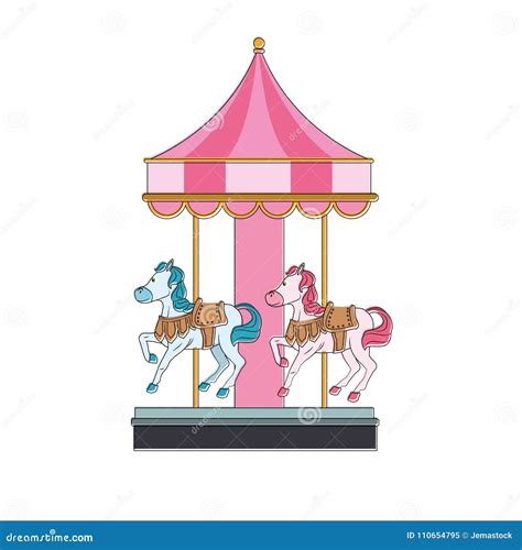 Cute Carousel Cartoon Stock Vector Illustration Of Childhood 110654795