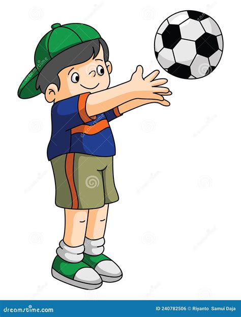 Boy Throwing Ball Color Illustration Design Stock Vector Illustration