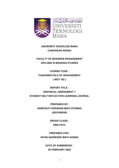 FUNDAMENTAL OF MANAGEMENT MGT162 INDIVIDUAL ASSIGNMENT UNIVERSITI