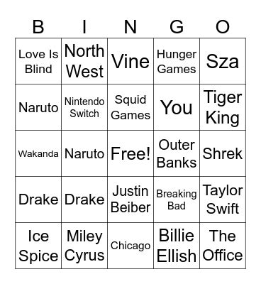 Pop Culture Bingo Cards On Bingo Baker