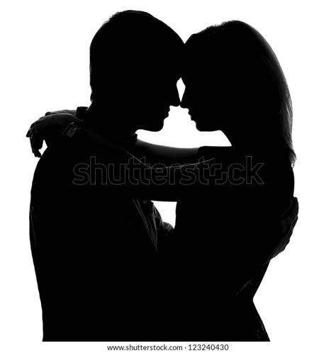 Two Lovers Isolated Silhouette On White Stock Photo (Edit Now) 123240430