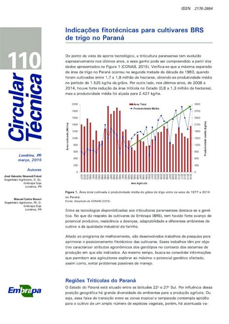 PDF Indicações fitotécnicas para cultivares BRS de trigo no Paraná