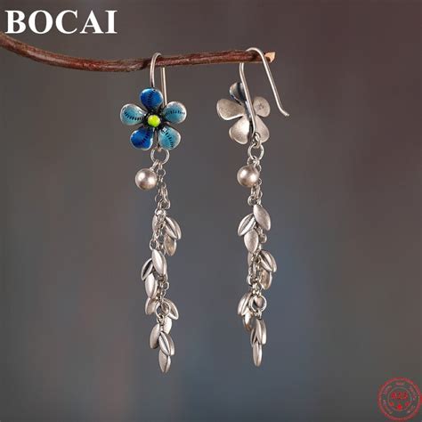 BOCAI pendientes de plata de ley S925 para mujer joyería con forma de