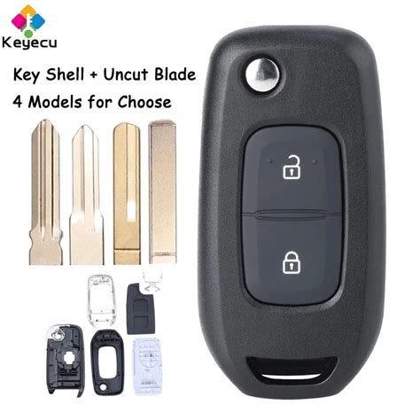 Keyecu Folding Flip Remote Car Key Shell Case With Buttons Uncut