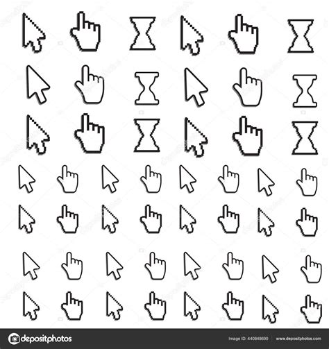 Pixel Cursors Icons Hand Arrow Web Cursor Vector Stock Vector By Myub