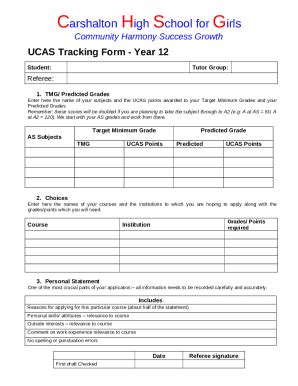 UCAS Tracking Doc Template PdfFiller