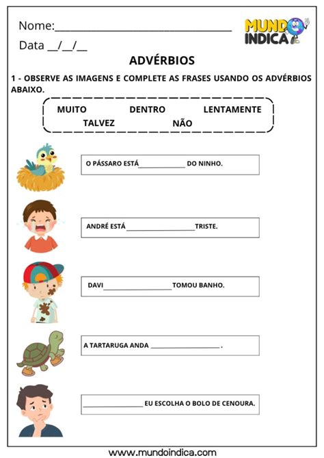 Pequeno Texto Com Advérbios - Atividades de Português com Advérbios para Imprimir